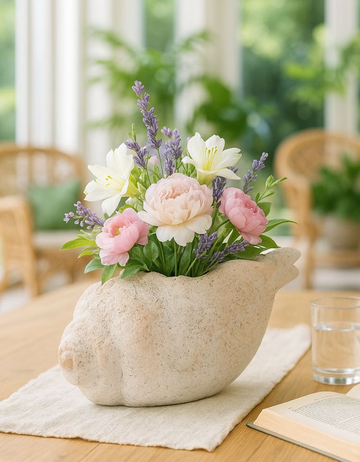 Blumenvase Muschel Beige 18 cm – Dekovase