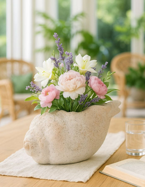 Blumenvase Muschel Beige 18 cm – Dekovase