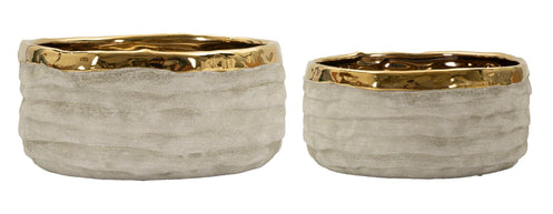 Vase Lima Grau Gold 2er Set – Blumenvase Deko