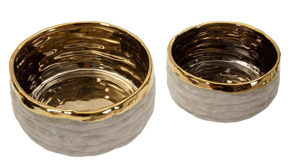 Vase Lima Grau Gold 2er Set – Blumenvase Deko