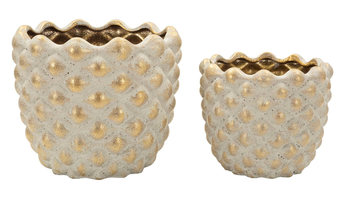 Vase Pepitas Grau Gold 2er Set – Blumenvase Deko