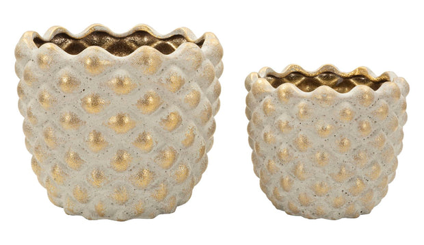 Vase Pepitas Grau Gold 2er Set – Blumenvase Deko