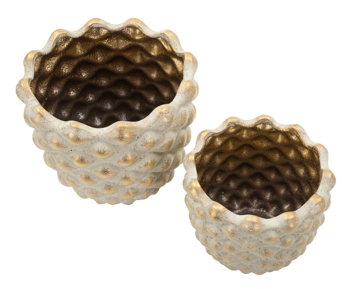 Vase Pepitas Grau Gold 2er Set – Blumenvase Deko