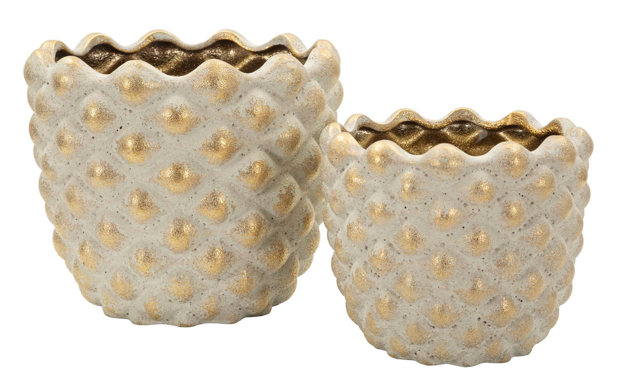 Vase Pepitas Grau Gold 2er Set – Blumenvase Deko