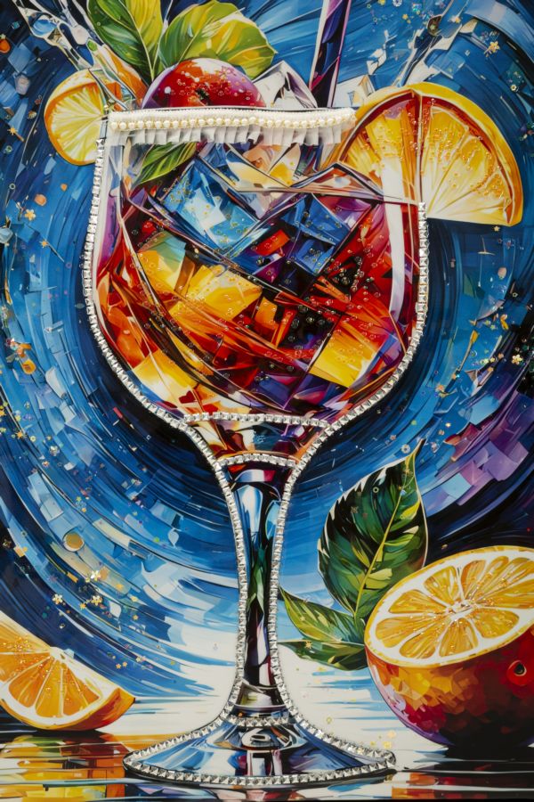 Wandbild Cocktail Linien 92 cm – Leinwandbild Deko