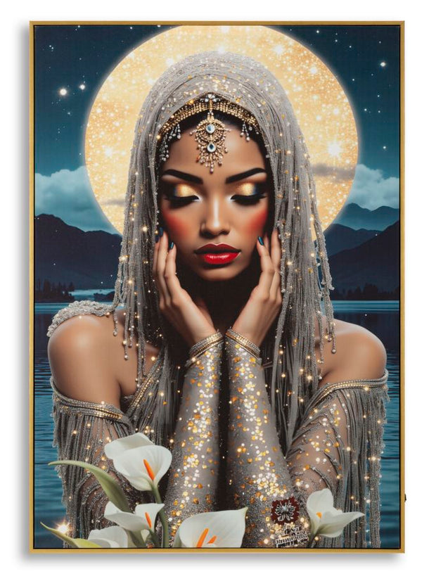 LED-Bild Frauenportrait Venus Bunt – Leinwandbild Deko
