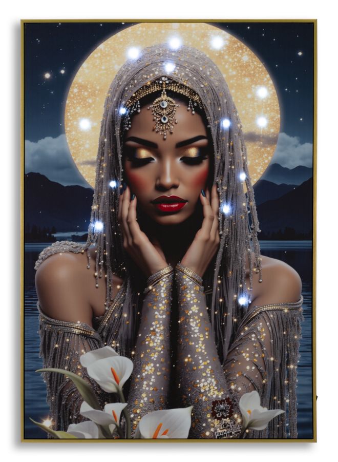 LED-Bild Frauenportrait Venus Bunt – Leinwandbild Deko