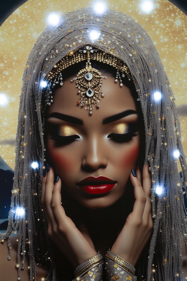 LED-Bild Frauenportrait Venus Bunt – Leinwandbild Deko