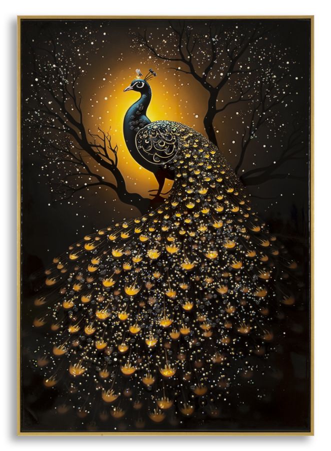 Wandbild Pfau 100 cm – Leinwandbild Deko