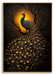 Wandbild Pfau 100 cm – Leinwandbild Deko