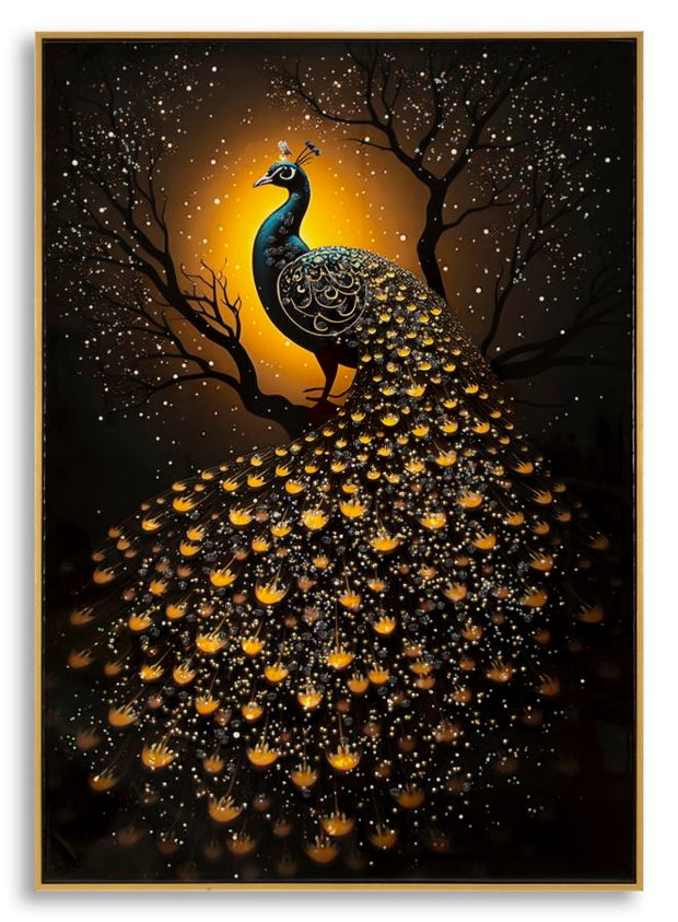 Wandbild Pfau 100 cm – Leinwandbild Deko