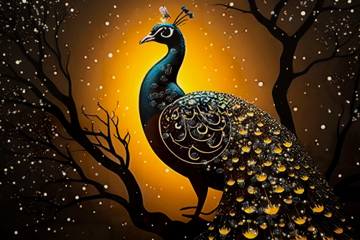 Wandbild Pfau 100 cm – Leinwandbild Deko