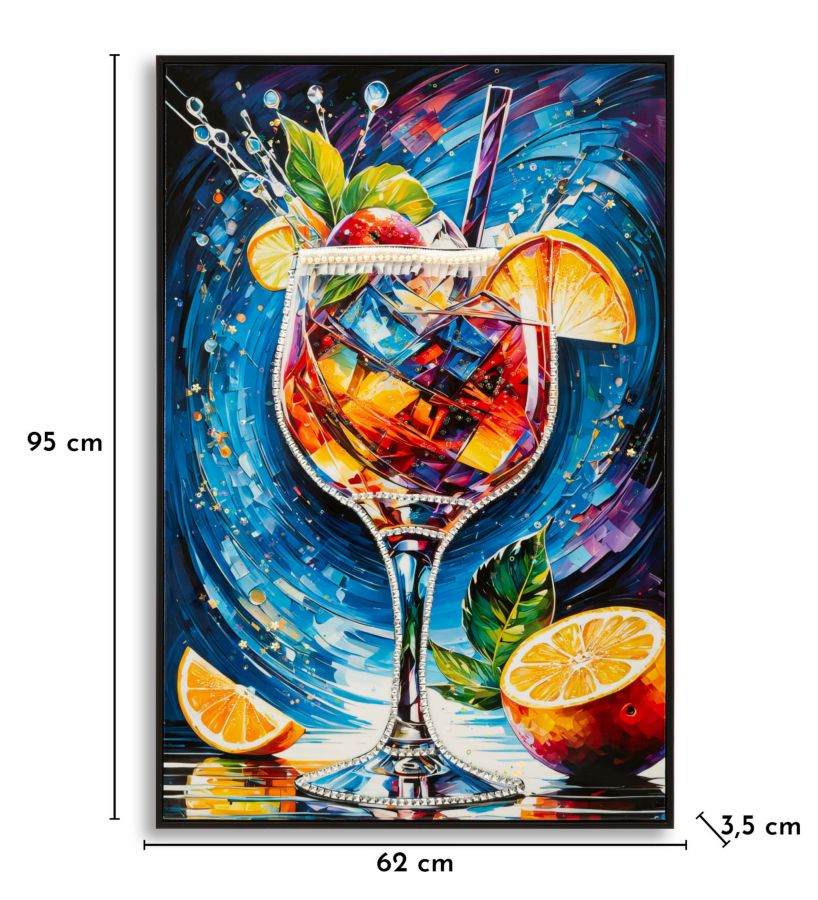 Wandbild Cocktail Linien 92 cm – Leinwandbild Deko