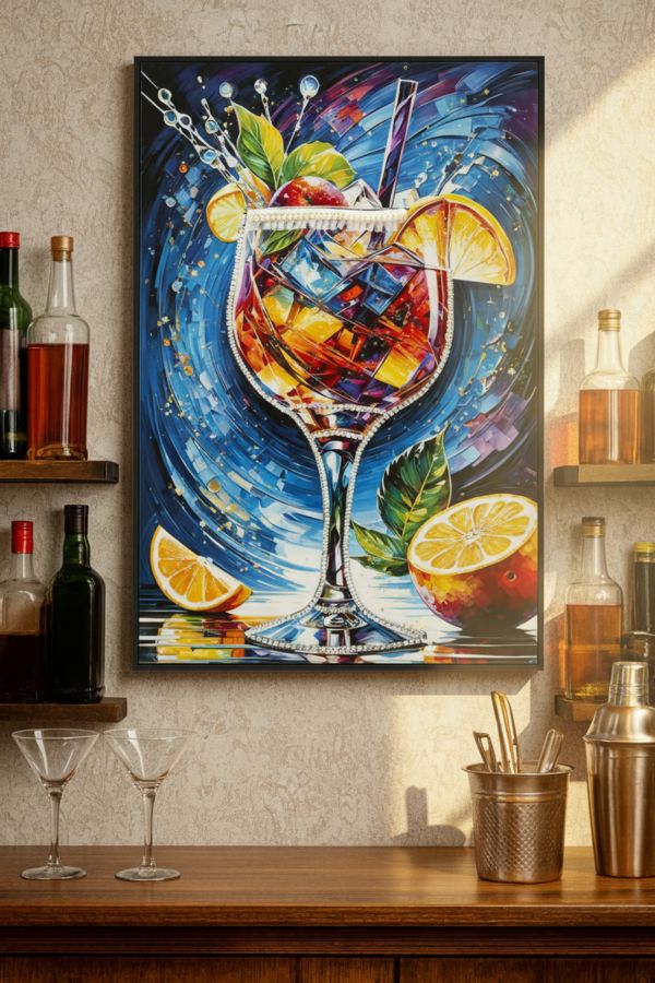 Wandbild Cocktail Linien 92 cm – Leinwandbild Deko