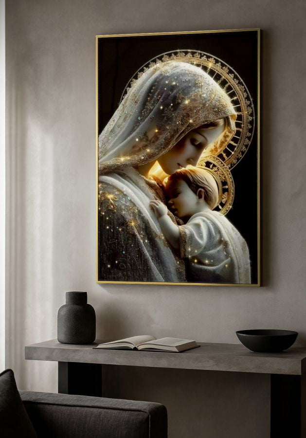 Wandbild Mutterschaft Berge 90 cm – Leinwandbild Deko
