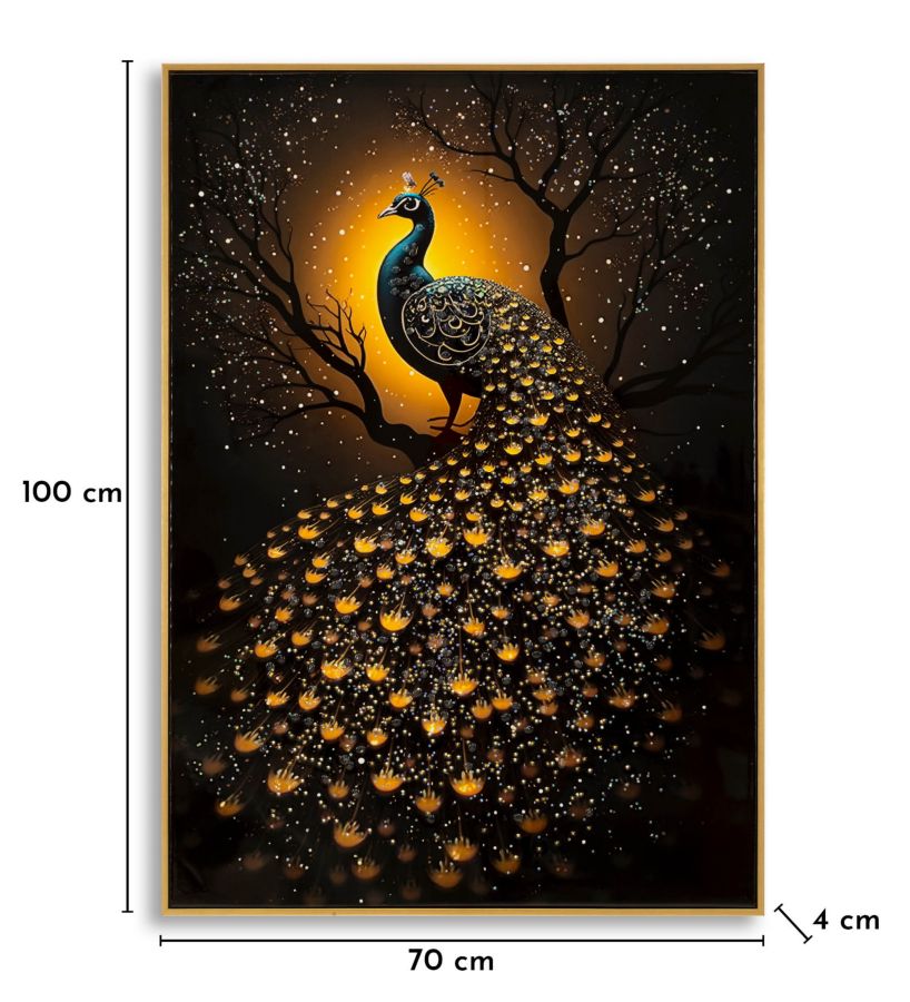 Wandbild Pfau 100 cm – Leinwandbild Deko