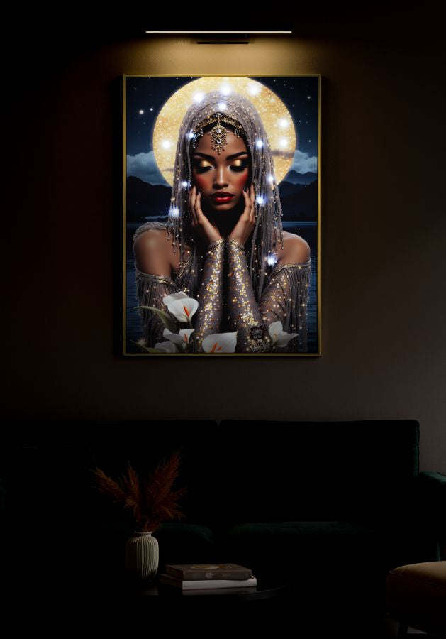 LED-Bild Frauenportrait Venus Bunt – Leinwandbild Deko