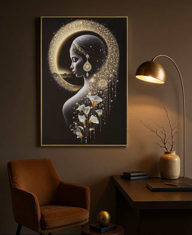 LED-Bild Frauenportrait Inda Bunt – Leinwandbild Deko