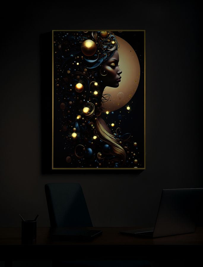 LED-Bild Frauenportrait Minerva Bunt A – Leinwandbild Deko