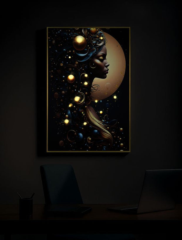 LED-Bild Frauenportrait Minerva Bunt A – Leinwandbild Deko
