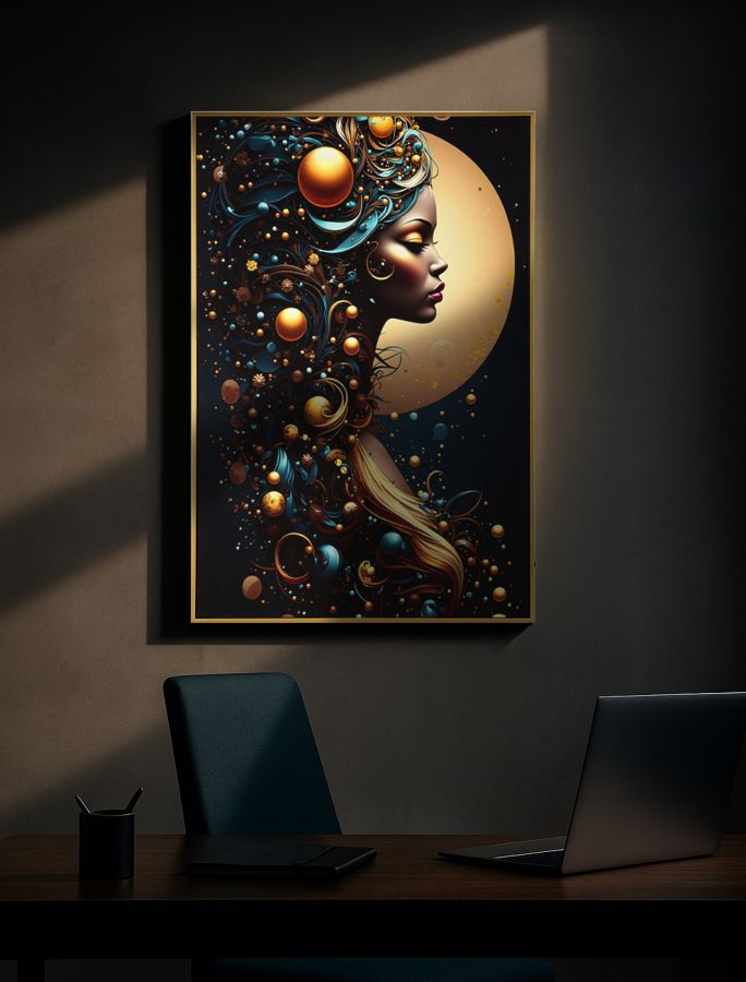 LED-Bild Frauenportrait Minerva Bunt A – Leinwandbild Deko