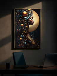LED-Bild Frauenportrait Minerva Bunt A – Leinwandbild Deko