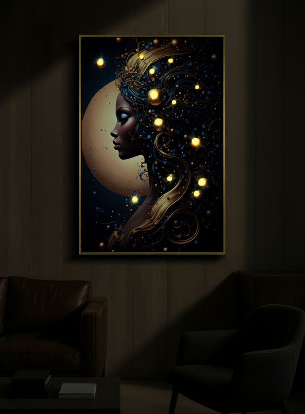 LED-Bild Frauenportrait Minerva Bunt B – Leinwandbild Deko