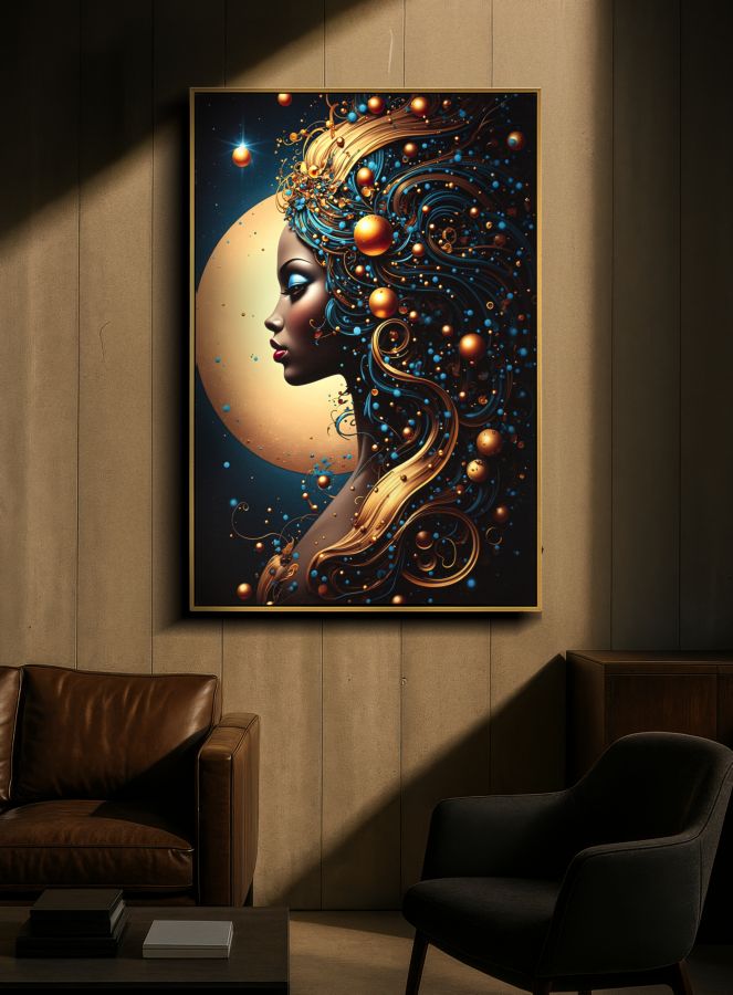 LED-Bild Frauenportrait Minerva Bunt B – Leinwandbild Deko