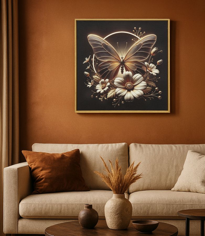 LED-Bild Schmetterling 50 cm – Leinwandbild Deko