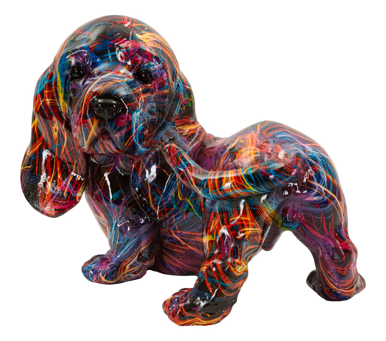 Dekofigur Dackel Psychedelisch Bunt – Tierfigur