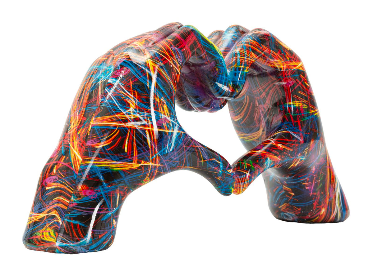 Dekofigur Hände Herz Bunt 13,5 cm – Skulptur Deko