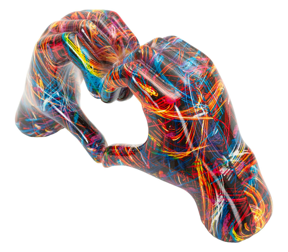 Dekofigur Hände Herz Bunt 13,5 cm – Skulptur Deko