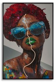 LED-Bild Afro Frau Bunt – Leinwandbild Deko