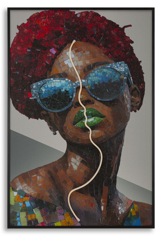 LED-Bild Afro Frau Bunt – Leinwandbild Deko