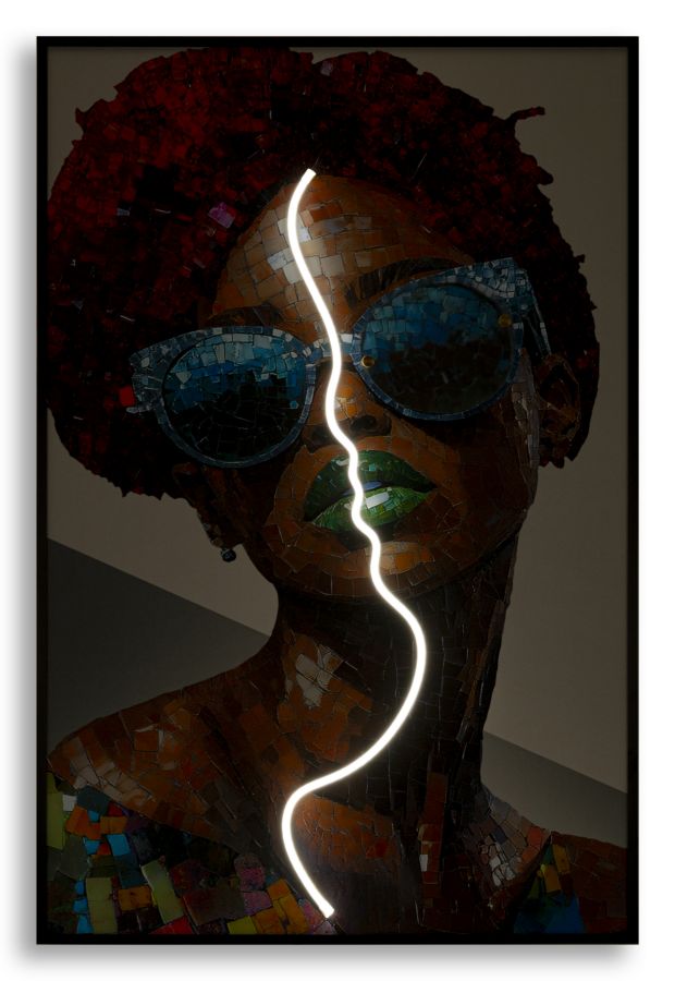 LED-Bild Afro Frau Bunt – Leinwandbild Deko