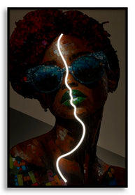 LED-Bild Afro Frau Bunt – Leinwandbild Deko