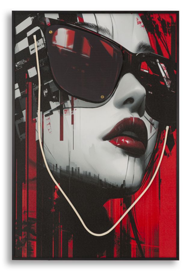 LED-Bild Frauenportrait Psyco Bunt A – Leinwandbild Deko