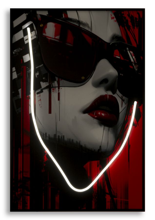 LED-Bild Frauenportrait Psyco Bunt A – Leinwandbild Deko