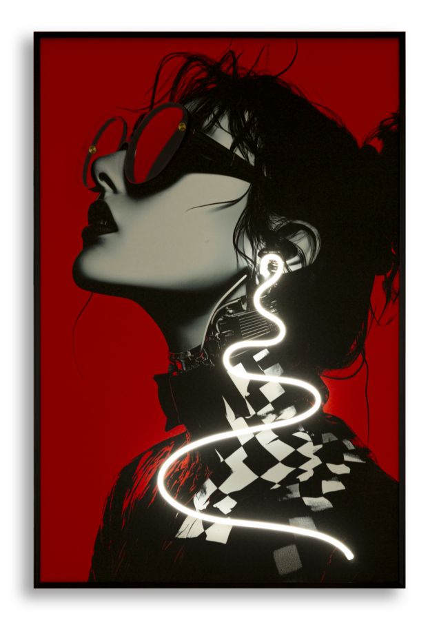 LED-Bild Frauenportrait Psyco Bunt B – Leinwandbild Deko