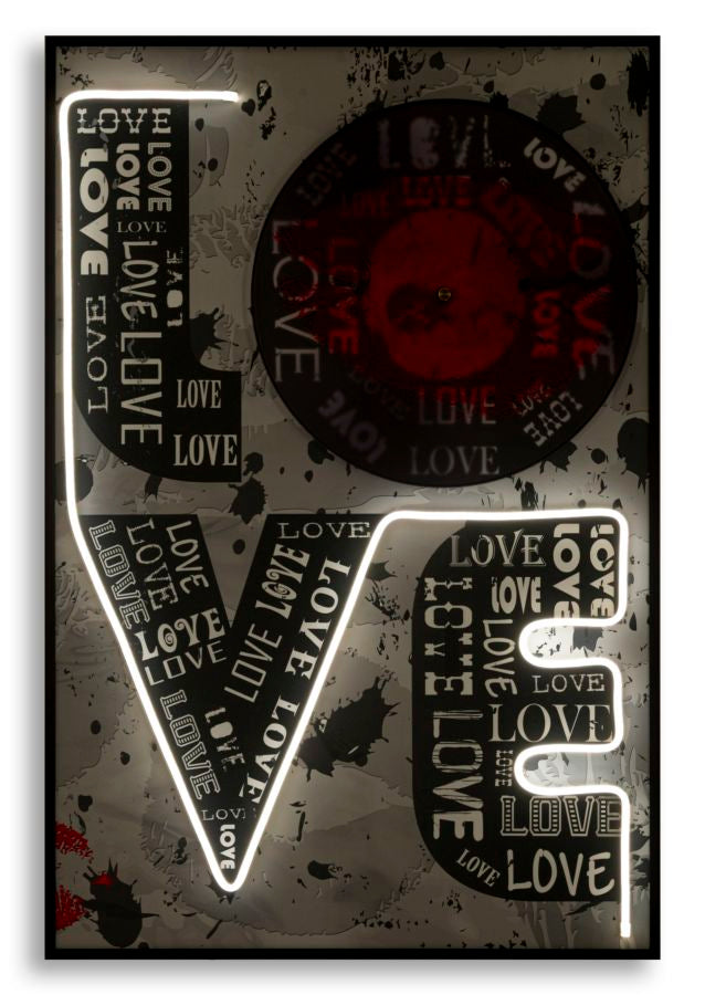 LED-Bild LOVE Schriftzug Bunt – Leinwandbild Deko