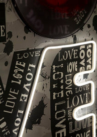 LED-Bild LOVE Schriftzug Bunt – Leinwandbild Deko