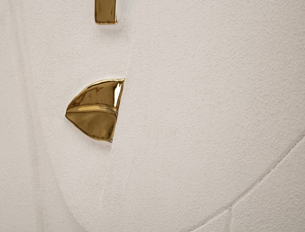 Wandpaneel Minimal Weiß Gold 49,5 cm – Wanddeko