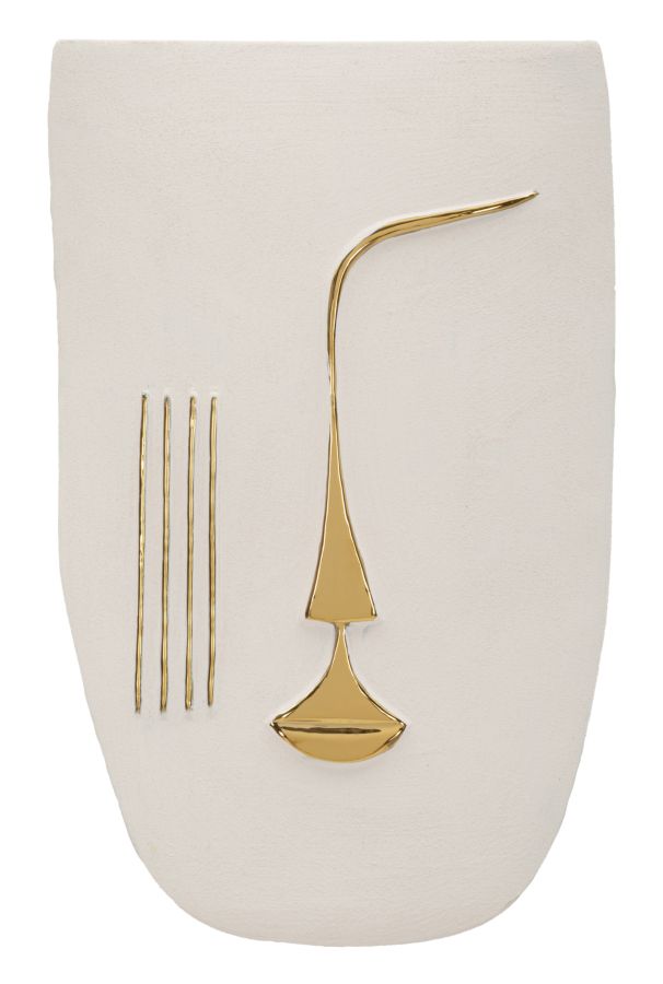 Wandpaneel Geometrisch Weiß Gold 39,5 cm – Wanddeko