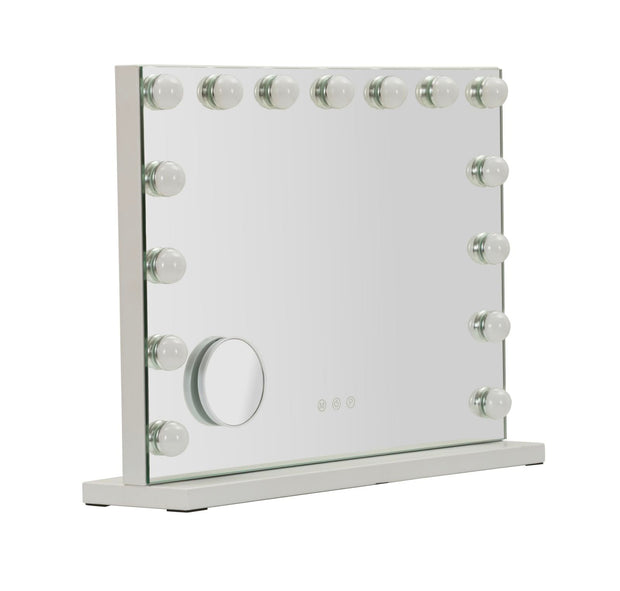 Schminkspiegel LED Stand Weiß 43 cm