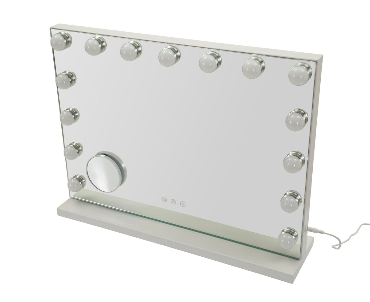 Schminkspiegel LED Stand Weiß 43 cm