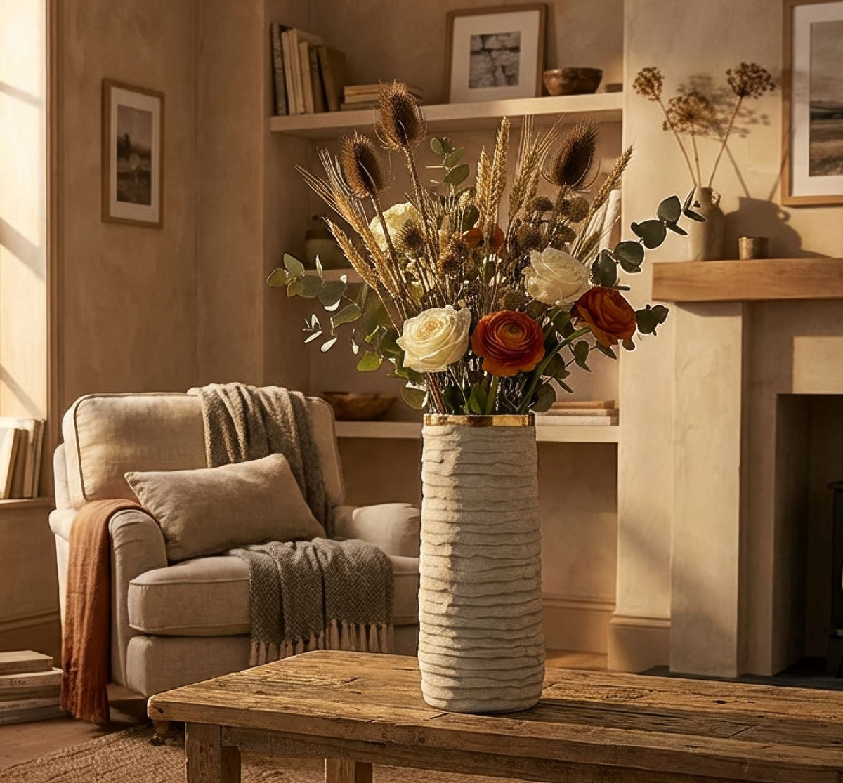 Blumenvase Lima Grau Gold – Dekovase