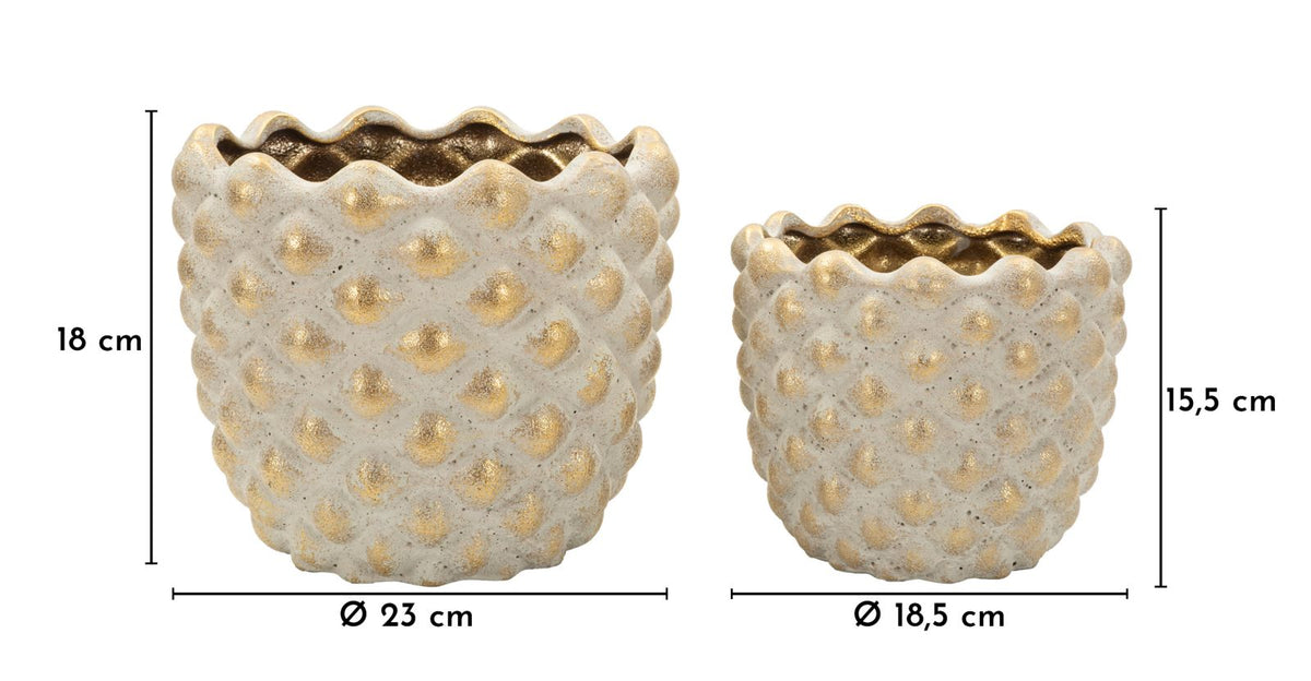 Vase Pepitas Grau Gold 2er Set – Blumenvase Deko