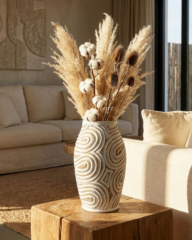 Vase Oblix Spirale Weiß – Blumenvase Deko