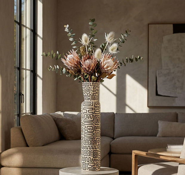 Blumenvase Nairobi Weiß Schwarz – Dekovase
