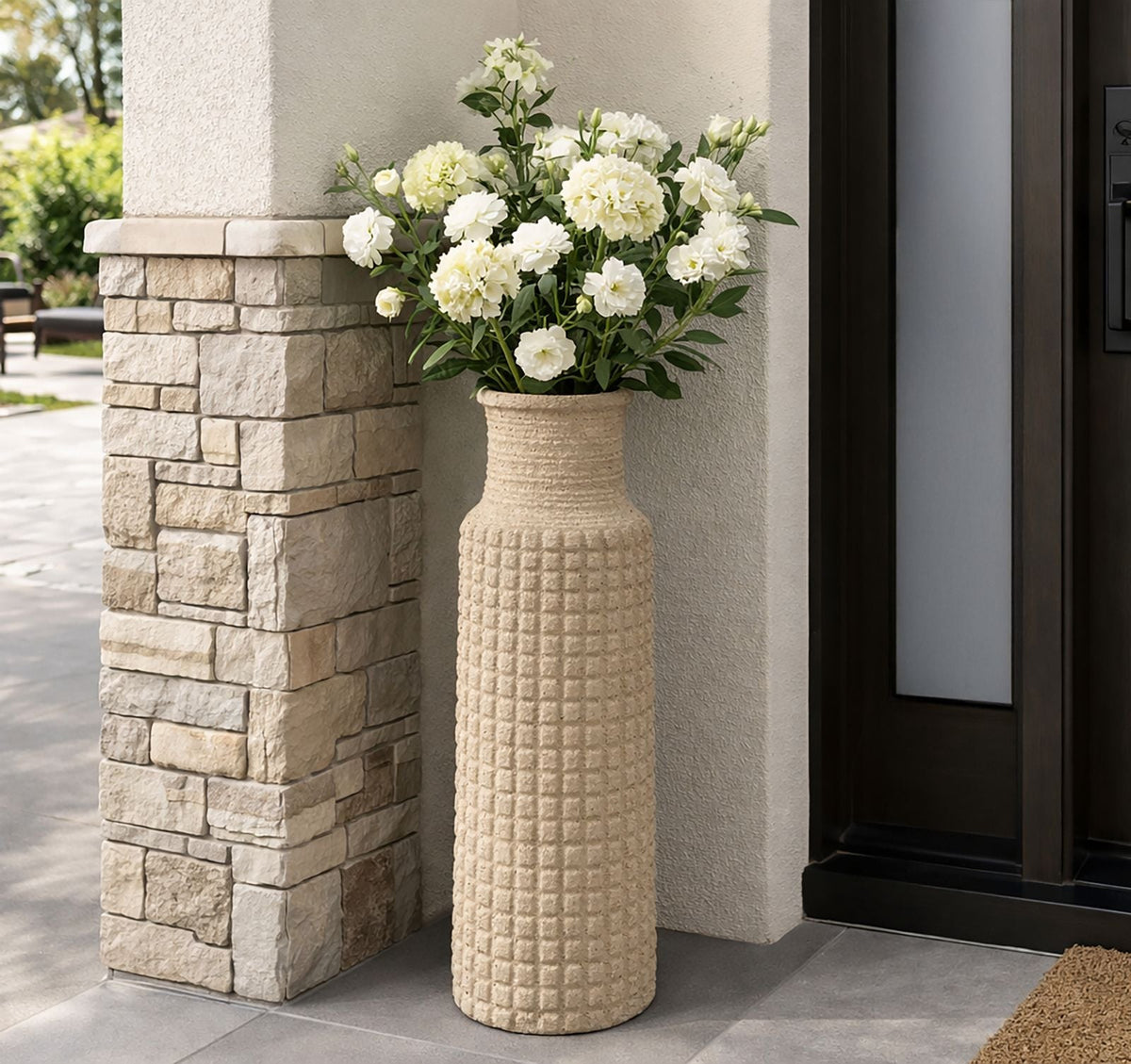 Bodenvase Sand Beige 110 cm